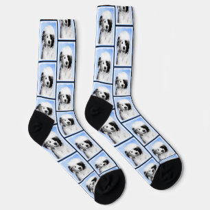 Portuguese Water Dog Painting PWD Original Dog Art Socks