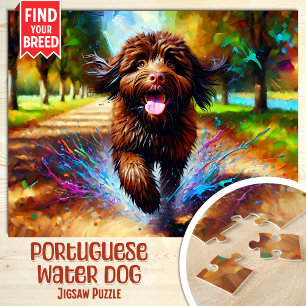 Portuguese Water Dog Portrait Acrylic Art Print Jigsaw Puzzle