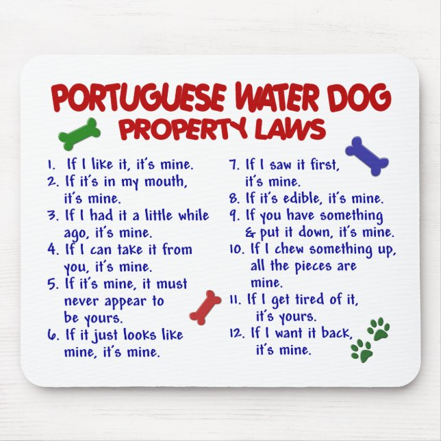 PORTUGUESE WATER DOG Property Laws 2 Mouse Mat (Front)