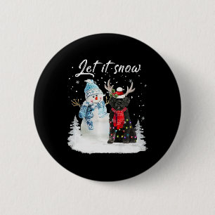 Portuguese Water Dog Santa Dog Christmas Snowman X 6 Cm Round Badge