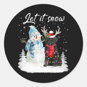 Portuguese Water Dog Santa Dog Christmas Snowman X Classic Round Sticker