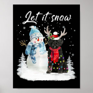 Portuguese Water Dog Santa Dog Christmas Snowman X Poster