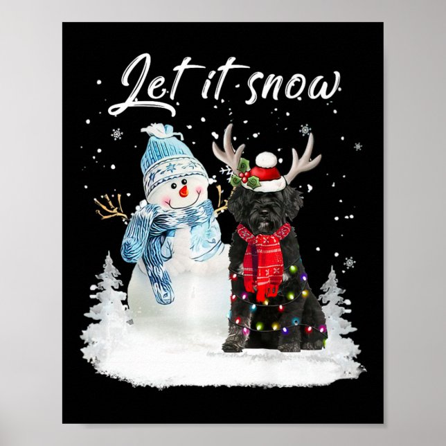 Portuguese Water Dog Santa Dog Christmas Snowman X Poster (Front)