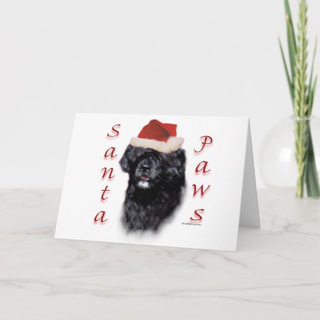 Portuguese Water Dog Santa Paws Holiday Card (Front)