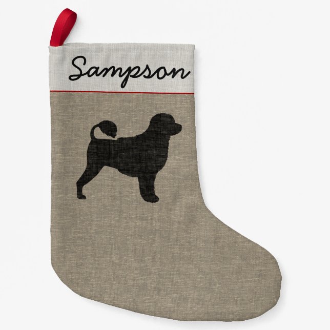 Portuguese Water Dog Silhouette Portie Holiday Small Christmas Stocking (Front)