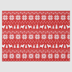 Portuguese Water Dog Silhouettes Christmas Pattern Tissue Paper