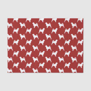 Portuguese Water Dog Silhouettes Pattern Red Tissue Paper