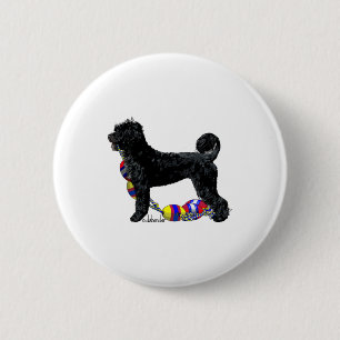 Portuguese Water Dog Standing with Float Line 6 Cm Round Badge