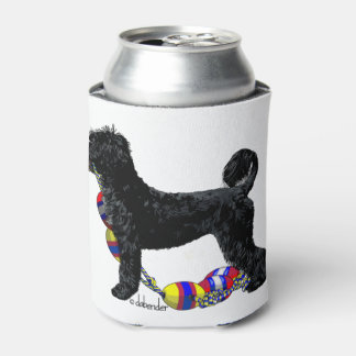 Portuguese Water Dog Standing with Float Line  Can Cooler