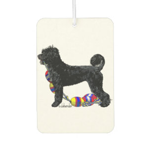 Portuguese Water Dog Standing with Float Line Car Air Freshener