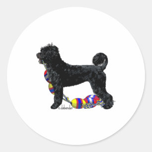 Portuguese Water Dog Standing with Float Line Classic Round Sticker