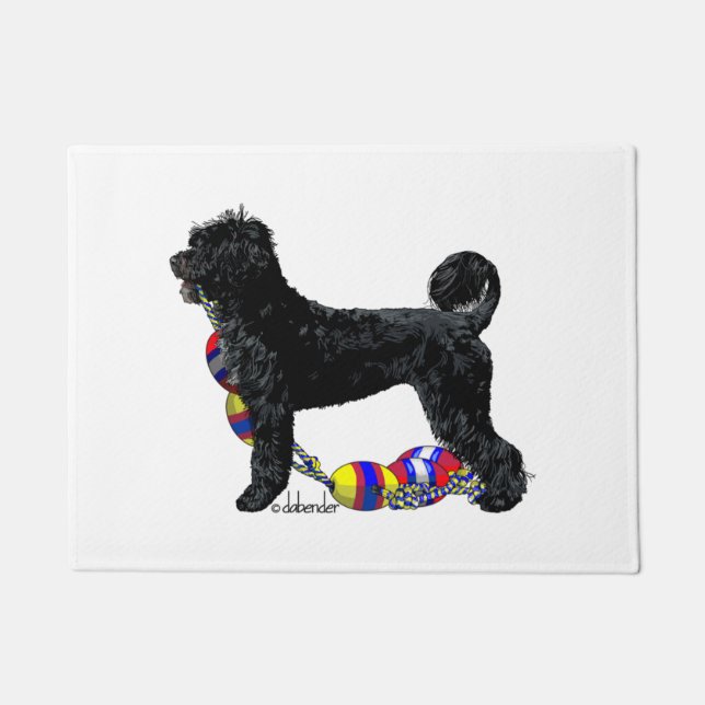 Portuguese Water Dog Standing with Float Line  Doormat (Front)