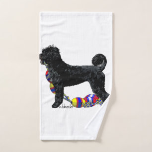 Portuguese Water Dog Standing with Float Line Hand Towel