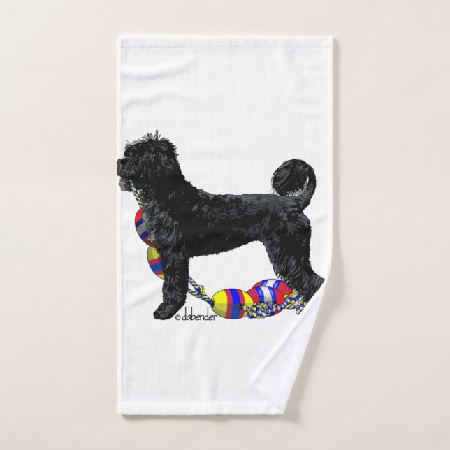 Portuguese Water Dog Standing with Float Line Hand Towel (Hand Towel)