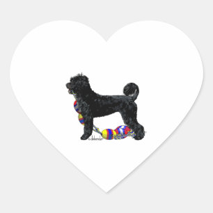 Portuguese Water Dog Standing with Float Line Heart Sticker