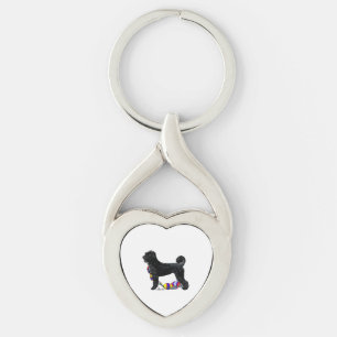 Portuguese Water Dog Standing with Float Line Key Ring