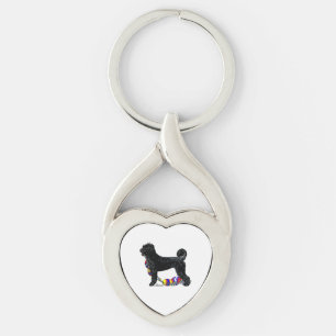 Portuguese Water Dog Standing with Float Line Key Ring