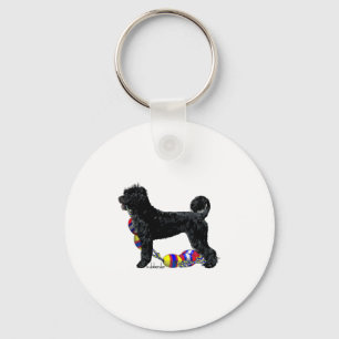 Portuguese Water Dog Standing with Float Line Key Ring