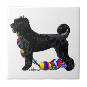 Portuguese Water Dog Standing with Float Line Tile