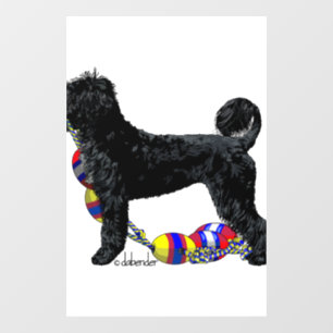 Portuguese Water Dog Standing with Float Line Window Cling