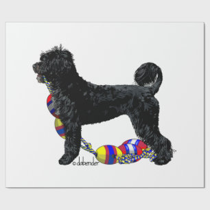 Portuguese Water Dog Standing with Float Line Wrapping Paper