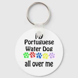Portuguese Water Dog Walks Design Key Ring