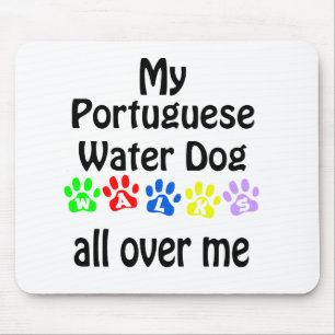 Portuguese Water Dog Walks Design Mouse Mat