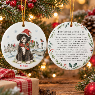 Portuguese Water Dog Watercolor Breed Quote Ceramic Tree Decoration