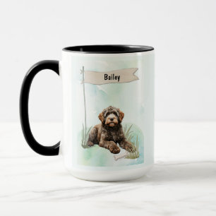 Portuguese Water Dog Watercolor Personalised Dog Mug