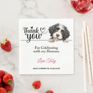 Portuguese Water Dog Wedding Thank You Napkin