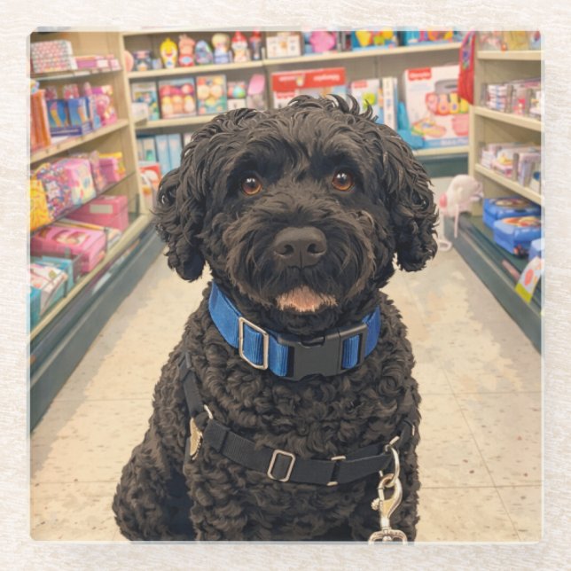 Portuguese Water Dogs Anime Anemi Glass Coaster (Front)