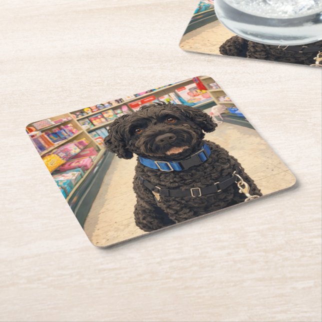 Portuguese Water Dogs Anime Anemi Paper Coasters (Angled)