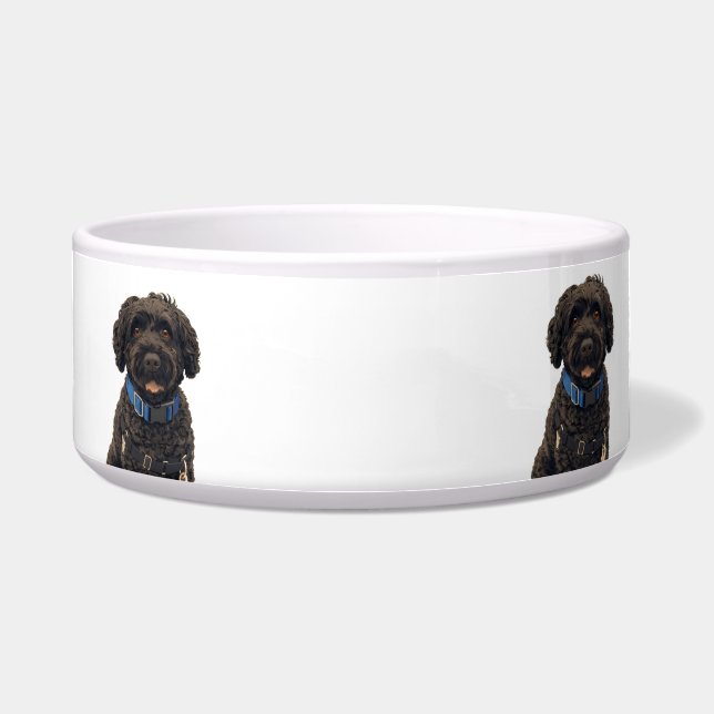 Portuguese Water Dogs Cute Dog Ceramic Pet Bowl (Front)