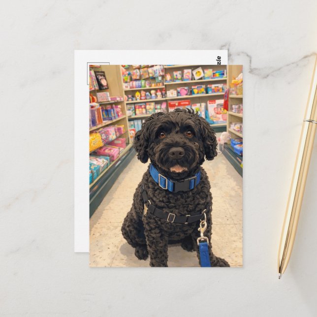 Portuguese Water Dogs Kawaii Anime Postcard (Front/Back In Situ)