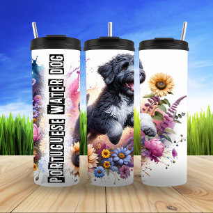 Portuguese Water Dog's Splashy Bloom Thermal Tumbler