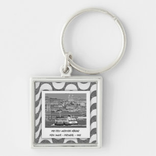 Portuguese waves cobblestone First Vacation Key Ring