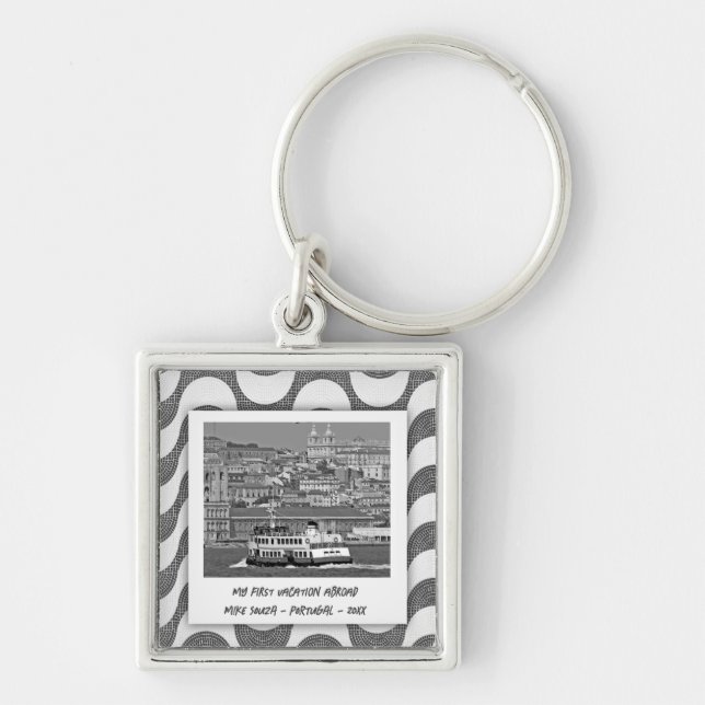 Portuguese waves cobblestone First Vacation   Key Ring (Front)