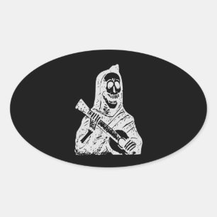 Posada Calavera Guitar Oval Sticker