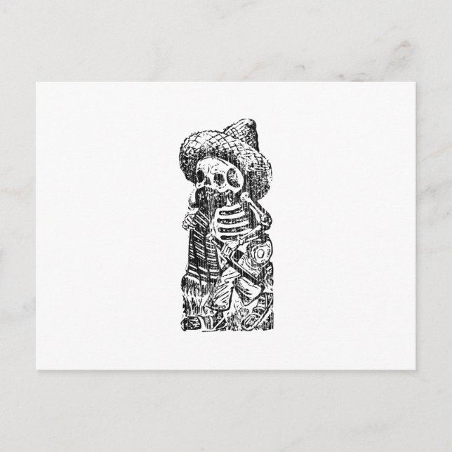 Posada Calavera with Moustache and Tequila Postcard (Front)