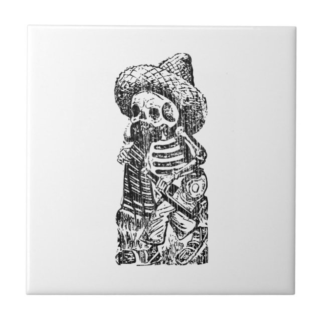 Posada Calavera with Moustache and Tequila Tile (Front)