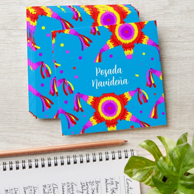 Posada Navideña Blue Piñata Mexican Christmas Envelope (Stacked)