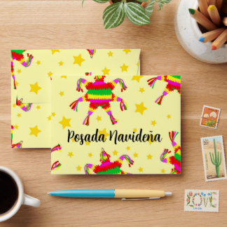 Posada Navideña Piñata & Star Mexican Christmas Envelope