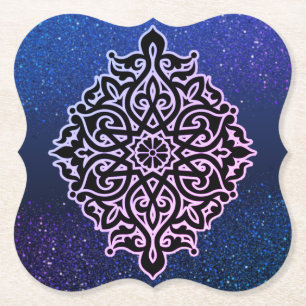 Posavasos de cartón azul con purpurina paper coaster