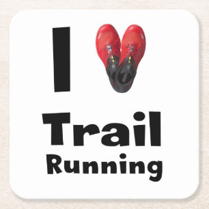 Posavasos “I love Trail Running " Square Paper Coaster