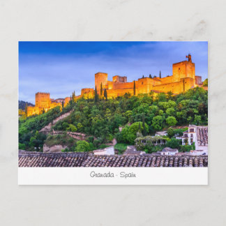 Poscard with Alhambra, Granada in Spain. Postcard
