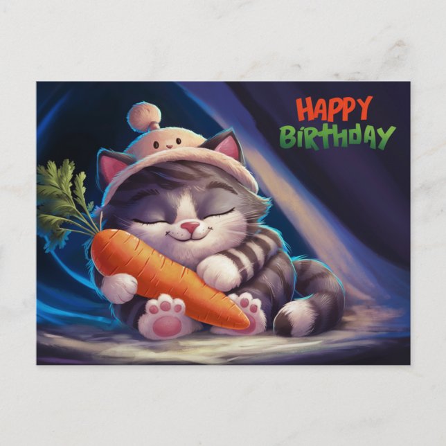Poscards Happy Birthday Petit Chat 07 Postcard (Front)