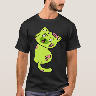 Pose Crazy Cat Zombie Horror Animal Halloween Mons T-Shirt