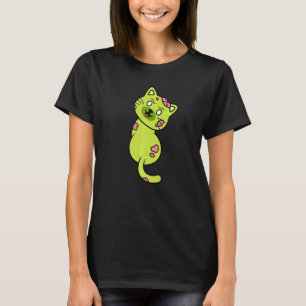 Pose Crazy Cat Zombie Horror Animal Halloween Mons T-Shirt