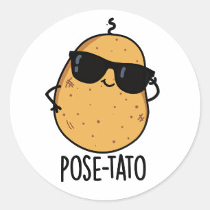 Pose-tato Funny Potato Pun  Classic Round Sticker