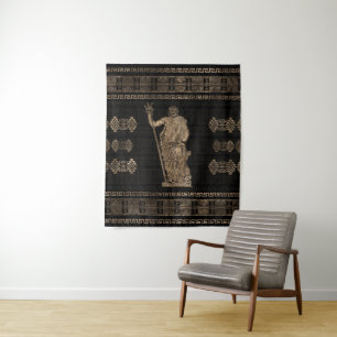 Poseidon and Greek Meander Ornament Tapestry